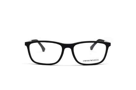 عینک طبی امپریو آرمانی کائوچویی بیضی رنگ مشکی  - عکاسی وحدت -  عکس از زاویه رو به رو