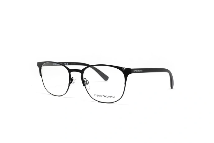 عینک طبی امپریو آرمانی فریم فلزی بیضی رنگ مشکی  - عکاسی وحدت -  عکس از زاویه سه رخ