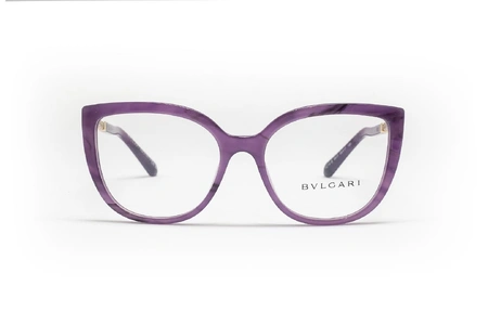 عینک طبی کائوچویی فلزی نگین دار بنفش رنگ بولگاری - عکاسی وحدت - زاویه روبرو