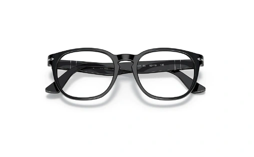 عینک طبی کائوچویی مشکی رنگ پرسول - زاویه دسته بسته