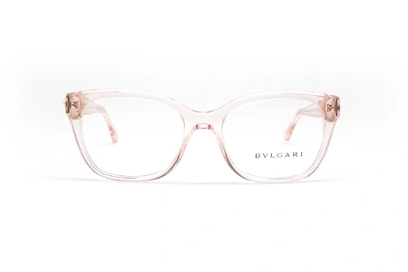 عینک طبی کائوچویی شیشه ای صورتی رنگ نگین دار بولگاری - عکاسی وحدت - زاویه روبرو