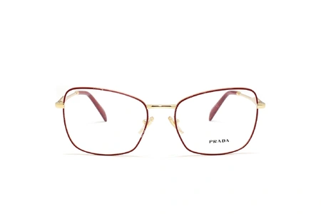 عینک طبی زنانه فریم کائوچویی فلزی پروانه ای رنگ رزگلد پرادا - عکاسی وحدت - زاویه رو به رو