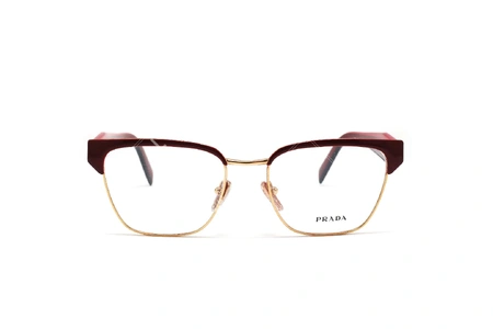 عینک طبی زنانه فریم کائوچویی فلزی ویفیرر رنگ رزگلد پرادا - عکاسی وحدت - زاویه رو به رو 