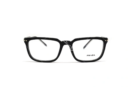 عینک طبی مردانه و زنانه فریم کائوچویی مستطیل رنگ مشکی پرادا - عکاسی وحدت - زاویه رو به رو