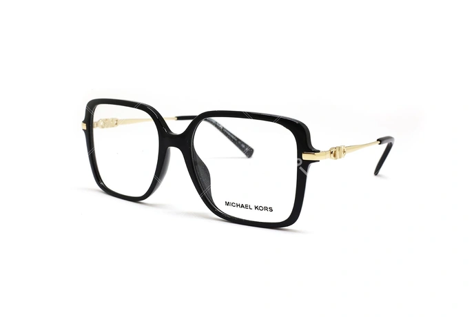 عینک طبی زنانه مربعی رنگ مشکی کائوچویی مایکل کورس - عکاسی وحدت - زاویه سه رخ