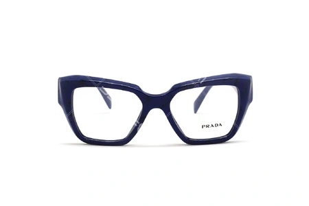 عینک طبی زنانه پرادا فریم کائوچویی پروانه ای رنگ آبی - عکاسی وحدت - زاویه رو به رو