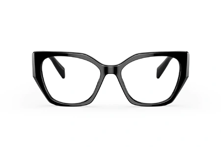 عینک طبی پرادا فریم کائوچویی گربه ای رنگ مشکی - عکاسی وحدت - زاویه روبرو