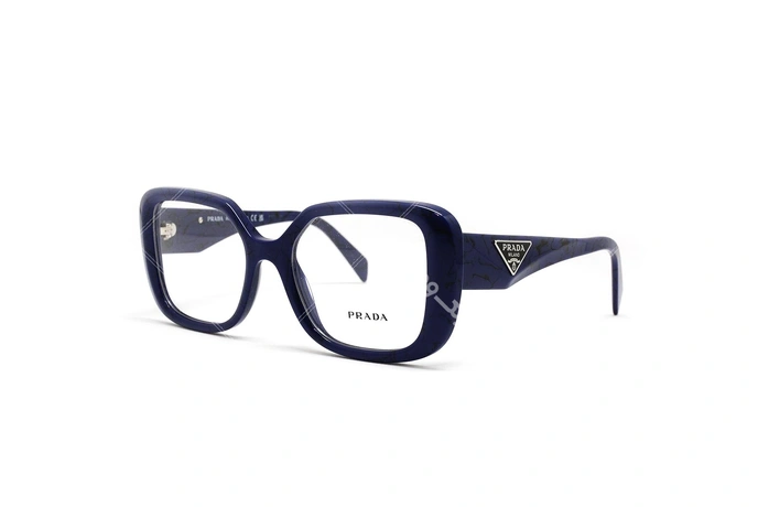عینک طبی پرادا فریم کائوچویی پروانه ای رنگ آبی - عکاسی وحدت - زاویه سه رخ