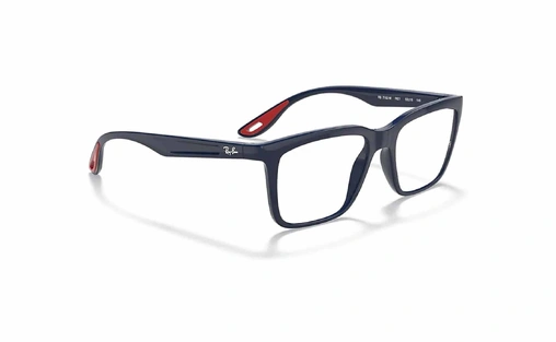 عینک طبی کائوچویی سبک آبی رنگ مربع مستطیلی ری بن فراری - زاویه سه رخ