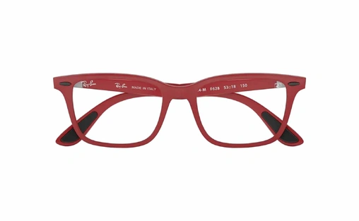 عینک طبی طرح ویفرر قرمز رنگ ری بن فراری - زاویه دسته بسته