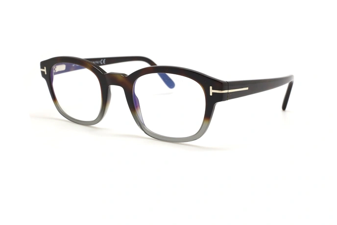 عینک طبی کائوچویی تام فورد مدل TF5808 -دورنگ قهوه ای هاوانا و توسی