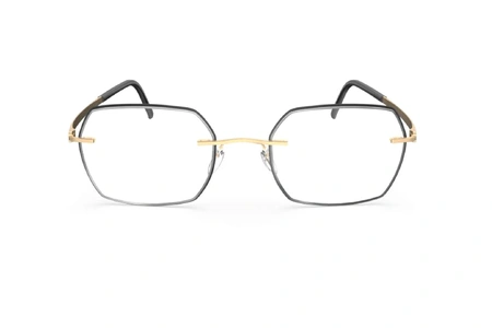 5552 Silhouette Momentum Select - عینک طبی چند ضلعی سیلوئت با دسته های تیتانیوم طلایی- عکس زاویه روبرو