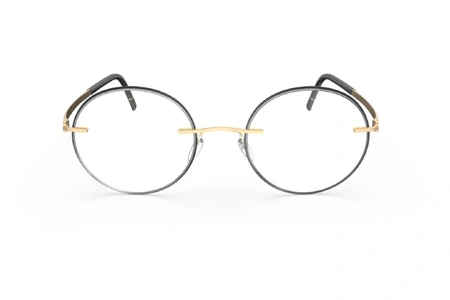 عینک طبی گرد سیلوئت - 5552 Silhouette Momentum Select - رنگ مشکی و دسته طلایی - عکس زاویه روبرو