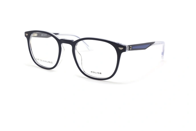 عینک طبی پلیس فریم کائوچویی بیضی شکل رنگ مشکی و شیشه ای - عکس از زاویه سه رخ