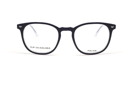 عینک طبی پلیس فریم کائوچویی بیضی شکل رنگ مشکی و شیشه ای - عکس از زاویه روبرو