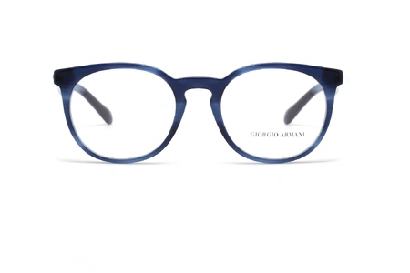 عینک طبی جورجیو آرمانی فریم کائوچویی گرد رنگ آبی - عکس از زاویه روبرو