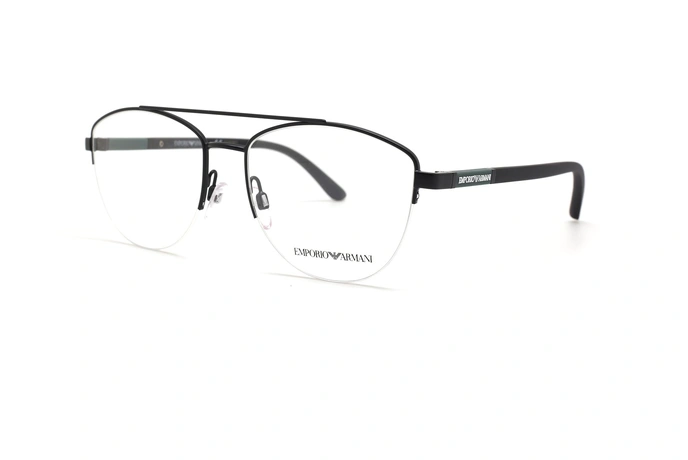 عینک طبی امپریو آرمانی فریم فلزی خلبانی دو پال زیر گریف با رنگ مشکی - عکس از زاویه سه رخ