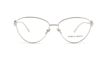 عینک طبی زنانه جورجیو آرمانی فریم فلزی گربه ای نقره ای - عکس از زاویه روبرو