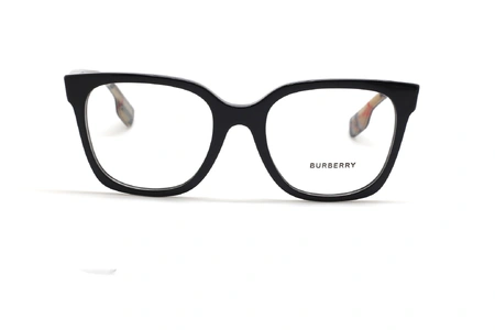 عینک طبی بربری فریم کائوچویی مربعی مشکی ضخیم - عکس از زاویه روبرو