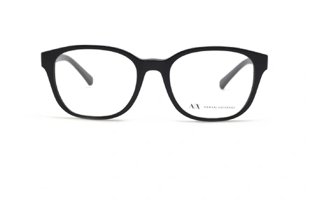 عینک طبی آرمانی اکسچنج فریم کائوچویی مربعی مشکی - عکس از زاویه روبرو