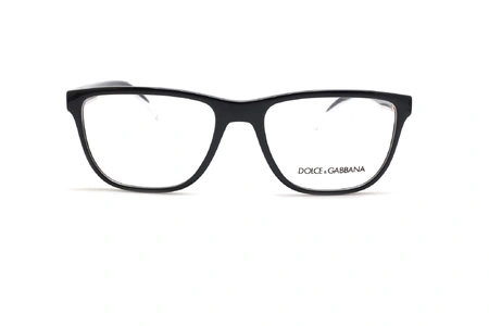 عینک طبی دولچه و گابانا فریم کائوچویی مربعی رنگ مشکی و شیشه ای - عکس از زاویه روبرو