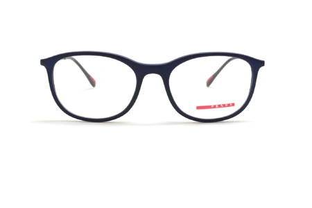 عینک طبی کائوچویی پرادا فریم بیضی رنگ سورمه ای - عکس از زاویه روبرو