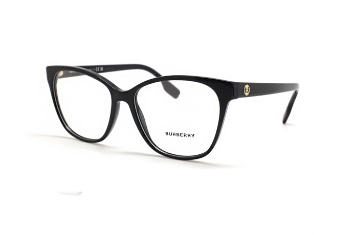 عینک طبی زنانه بربری فریم کائوچویی گربه ای مشکی - عکس از زاویه سه رخ 