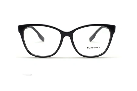 عینک طبی زنانه بربری فریم کائوچویی گربه ای مشکی - عکس از زاویه روبرو