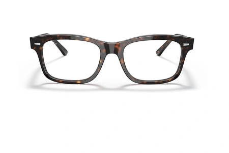 عینک طبی ری بن فریم کائوچویی مستطیلی قهوه ای تیره هاوانا - عکس از زاویه روبرو