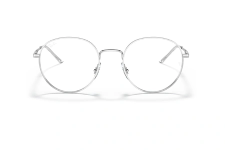 عینک طبی ری بن فریم فلزی گرد رنگ نقره ای - عکس از زاویه روبرو