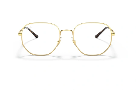 عینک طبی ری بن فریم فلزی چند ضلعی رنگ طلایی - عکس از زاویه روبرو