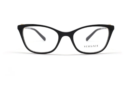 عینک طبی زنانه ورساچه فریم کائوچویی گربه ای رنگ مشکی - عکس از زاویه روبرو