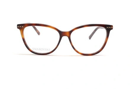 عینک طبی زنانه سواروسکی فریم کائوچویی گربه ای رنگ قهوه ای هاوانا - عکس از زاویه روبرو