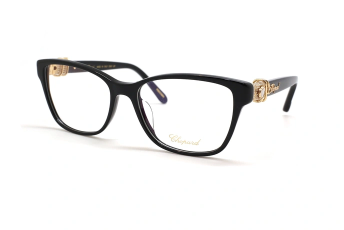 عینک طبی زنانه شوپارد فریم کائوچویی گربه ای نگین دار - عکس از زاویه سه رخ