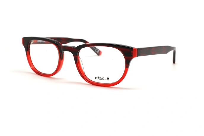 عینک طبی ردل فریم کائوچویی بیضی رنگ قرمز و جگری هاوانا - عکس از زاویه سه رخ