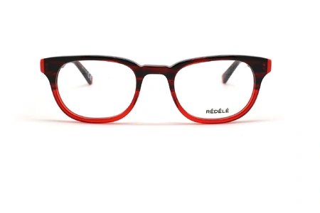 عینک طبی ردل فریم کائوچویی بیضی رنگ قرمز و جگری هاوانا - عکس از زاویه روبرو