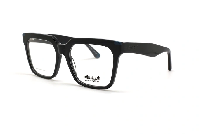 عینک طبی REDELE فریم کائوچویی شبه مربعی رنگ مشکی و ابرویی و قاب ضخیم - عکس از زاویه سه رخ
