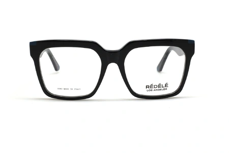 عینک طبی REDELE فریم کائوچویی شبه مربعی رنگ مشکی و ابرویی و قاب ضخیم - عکس از زاویه روبرو