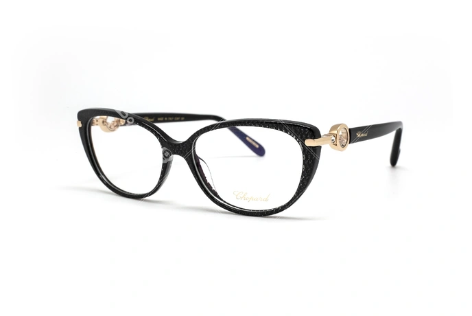 عینک طبی شوپارد کائوچویی مشکی روکش طلا - زاویه سه رخ - VCH247