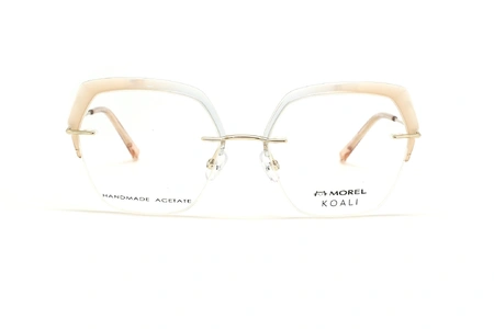 عینک طبی زنانه کوالی فریم گربه ای کائوچویی زیر گریف رنگ ابرویی عسلی شیشه ای - عکس از زاویه روبرو