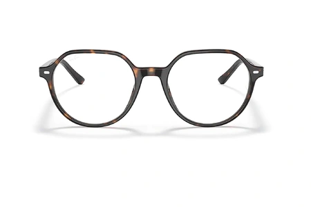 عینک طبی کائوچویی ری بن فریم چندضلعی - رنگ قهوه ای هاوانا - عکس از زاویه روبرو