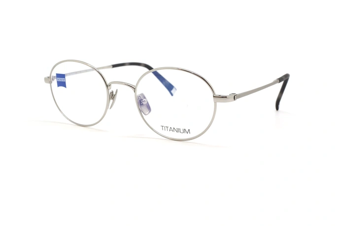 عینک طبی فلزی گرد زایس - رنگ نقره ای_مشکی - زاویه سه رخ