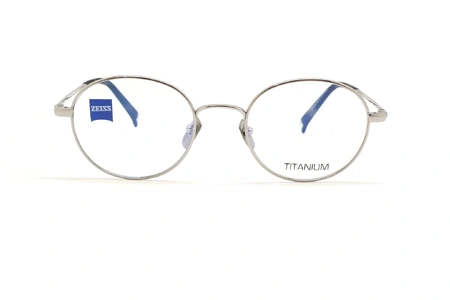 عینک طبی فلزی گرد زایس - رنگ نقره ای_مشکی - زاویه روبرو