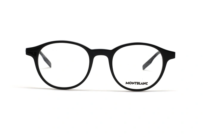 عینک طبی کاپوچویی گرد مون بلان رنگ مشکی - عکس از زاویه روبرو