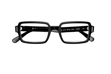 عینک طبی کائوچویی ری بن فریم مستطیلی و ضخیم - عکس از زاویه روبرو