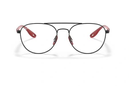 عینک طبی خلبانی ری بن فریم فلزی مشکی و دسته قرمز - عکس از زاویه روبرو