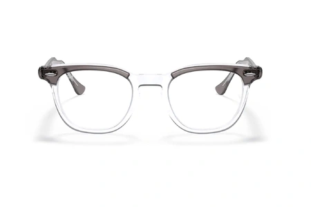 عینک طبی کائوچوی ری بن فریم مربع گرد دو رنگ طوسی شیشه ای - عکس از زاویه روبرو