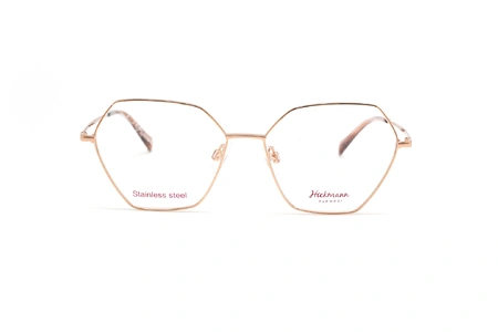 عینک طبی زنانه هیکمن فریم چندضلعی فلزی طلایی - عکس از زاویه روبرو