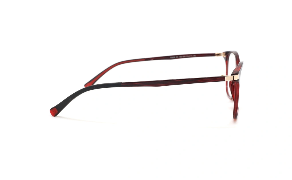 عینک طبی رویه دار سنترو استایل رنگ قرمز با رویه آفتابی قهوه ای - عکس زاویه کنار