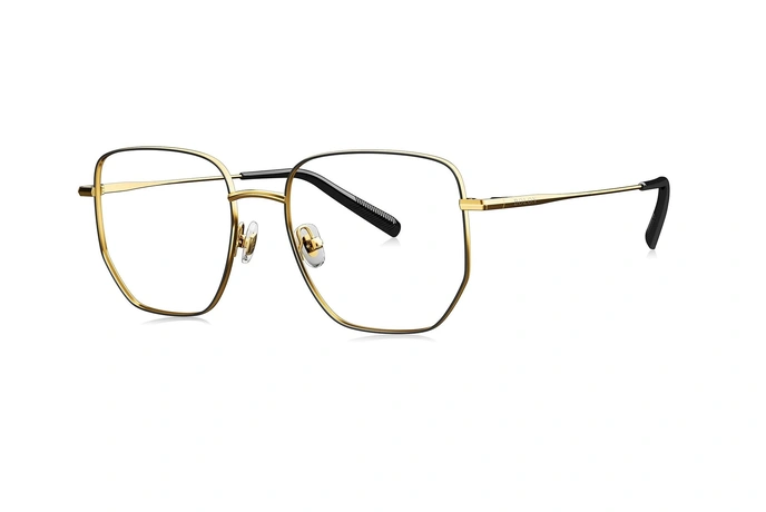 عینک طبی فلزی بولون - شبه مربعی - رنگ مشکی طلایی - زاویه سه رخ